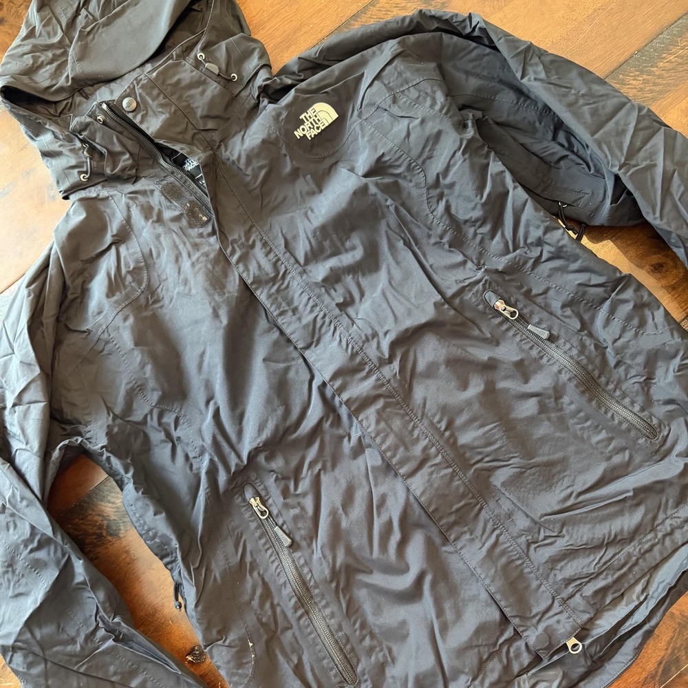 The North Face Jacket Mens Large Black HyVent Waterproof Hooded Rain Coat Shell